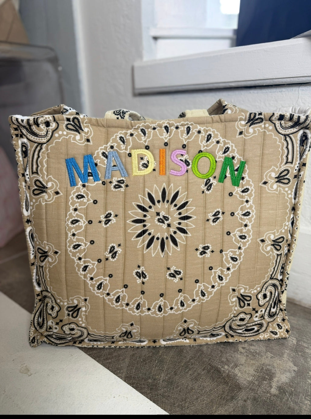 Machine Embroidered Bandana Tote
