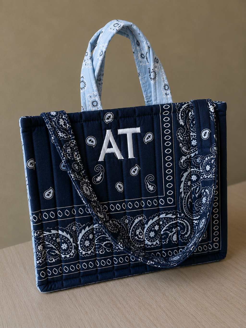 Hand Embroidered Mini Bandana Tote