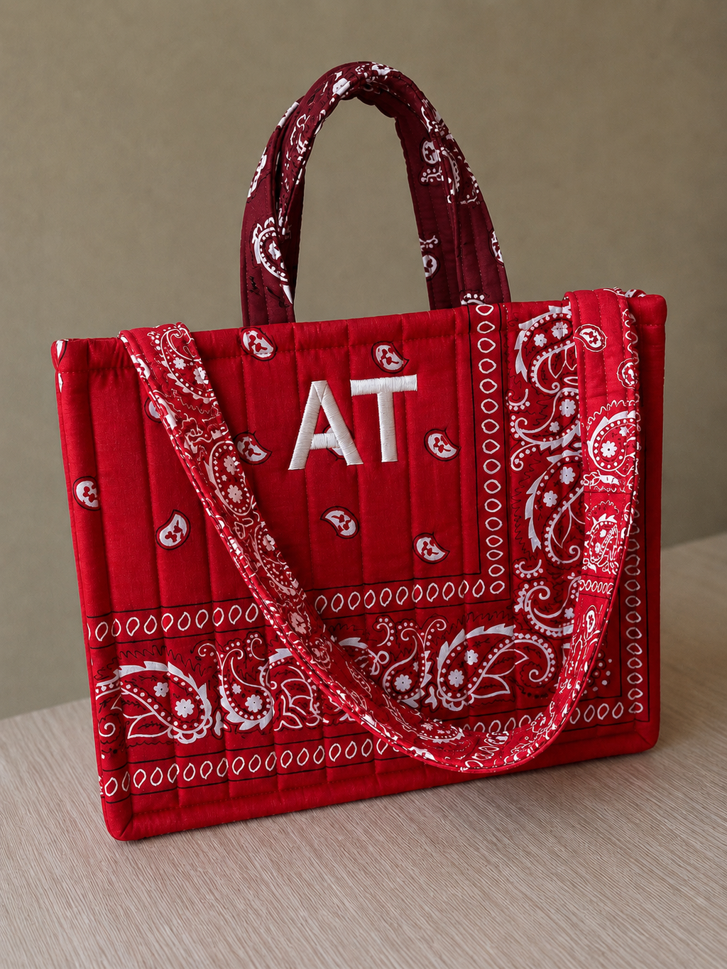 Hand Embroidered Mini Bandana Tote