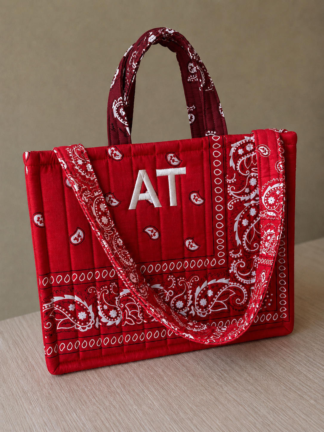 Hand Embroidered Mini Bandana Tote
