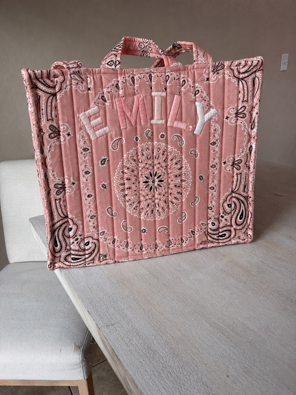 Hand Embroidered Bandana Tote