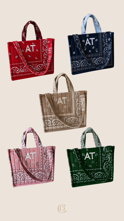 Hand Embroidered Mini Bandana Tote