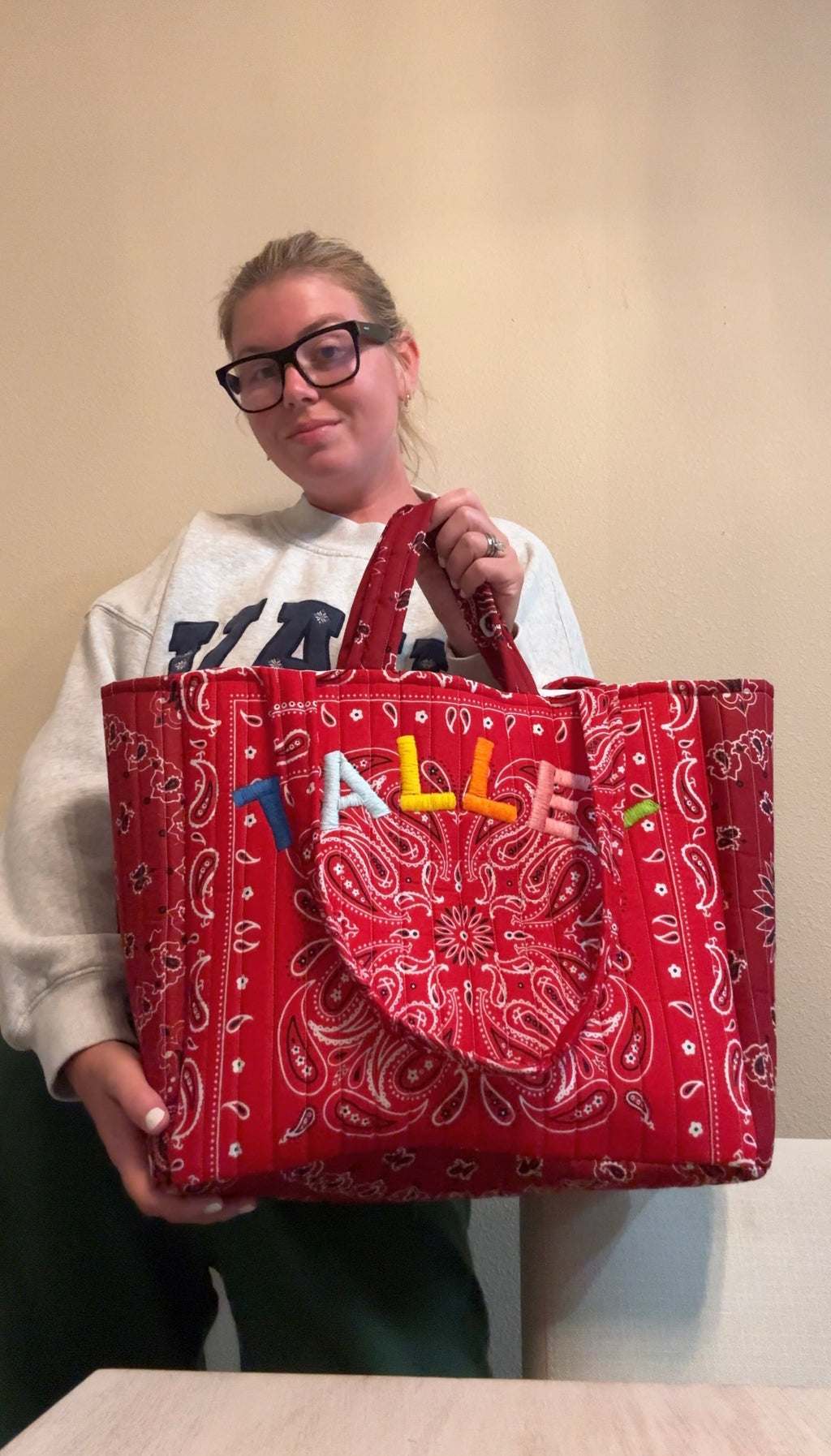 Hand Embroidered Bandana Tote