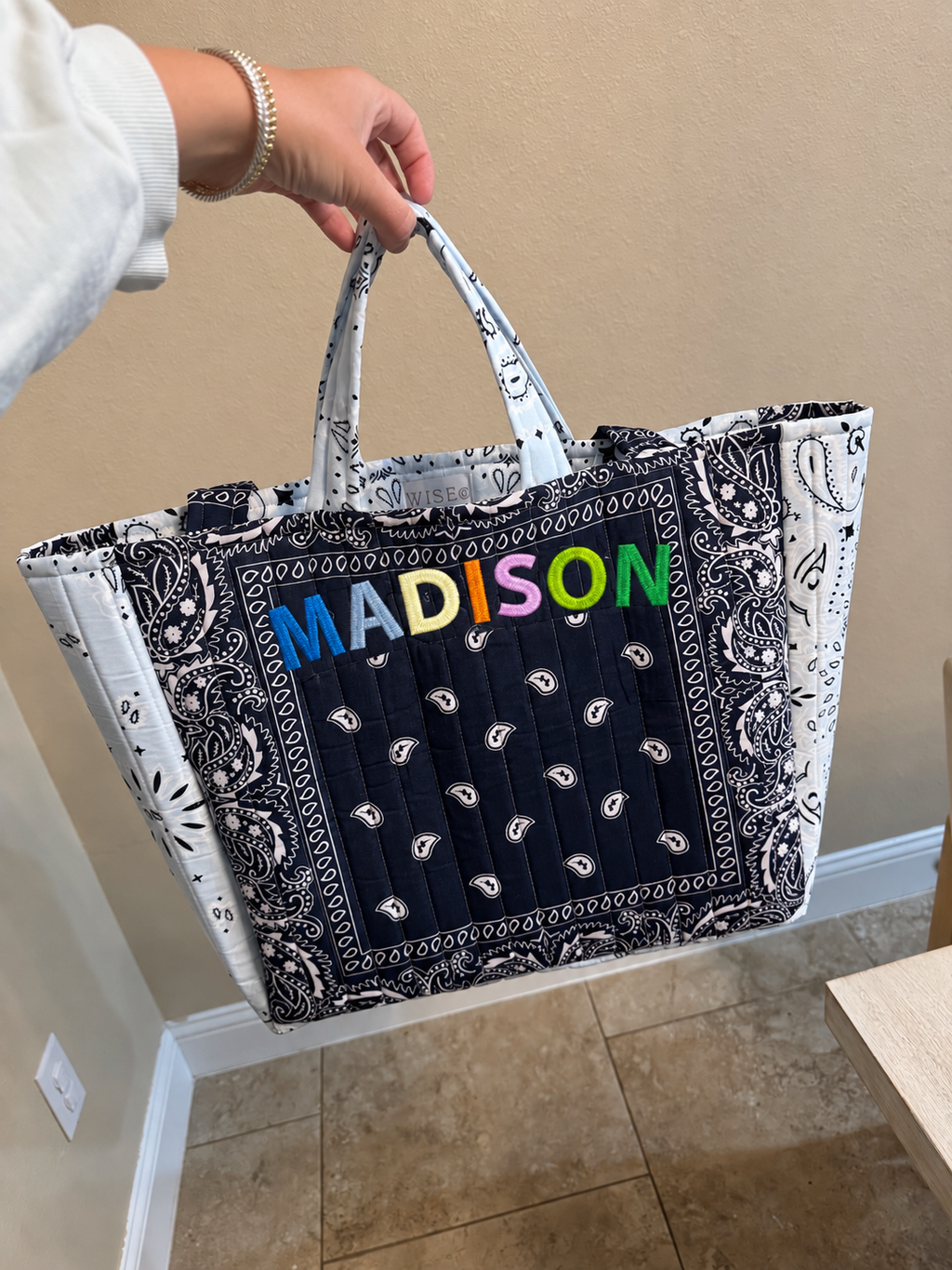 Machine Embroidered Bandana Tote