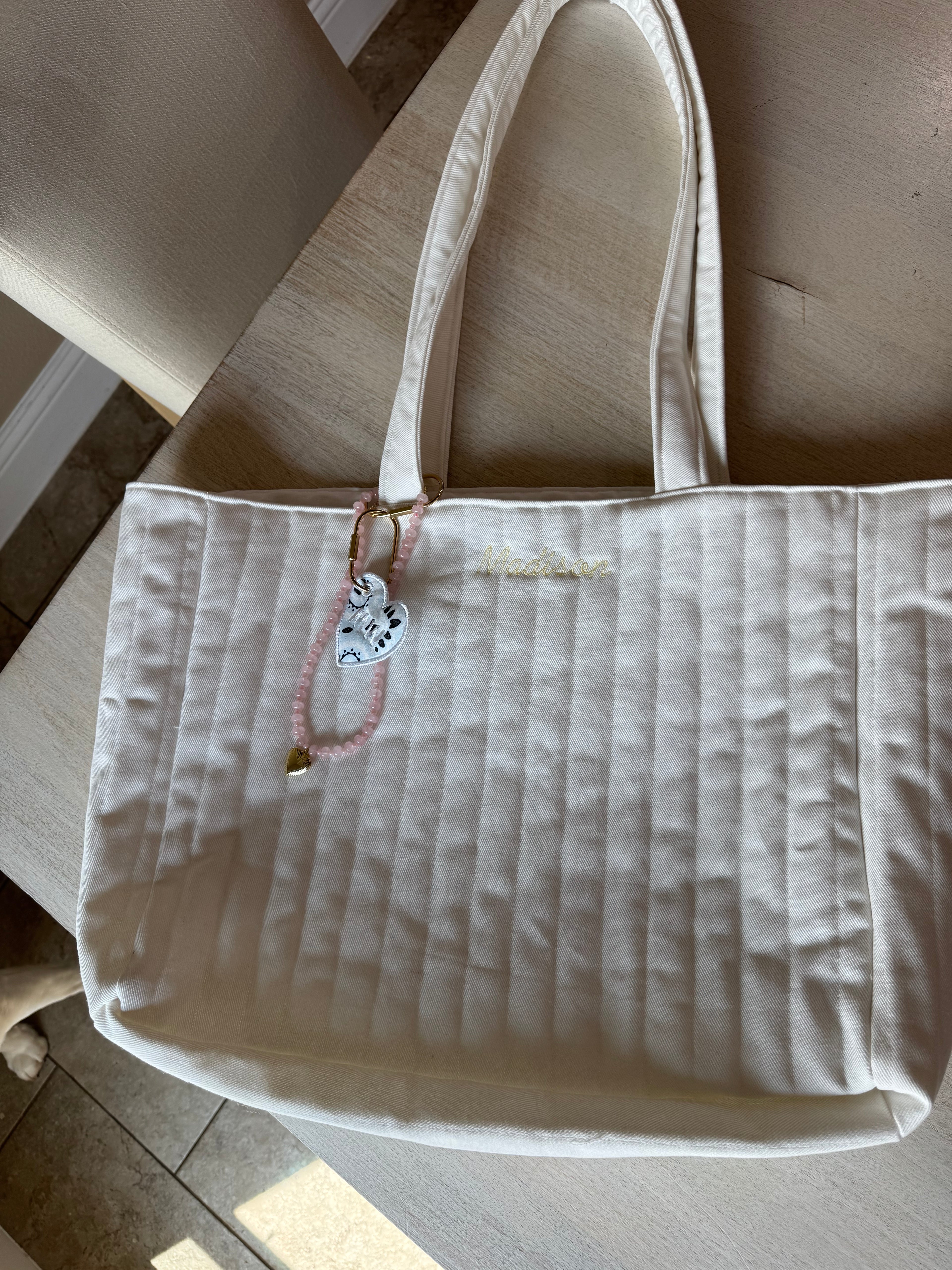 Oversized White Denim Tote