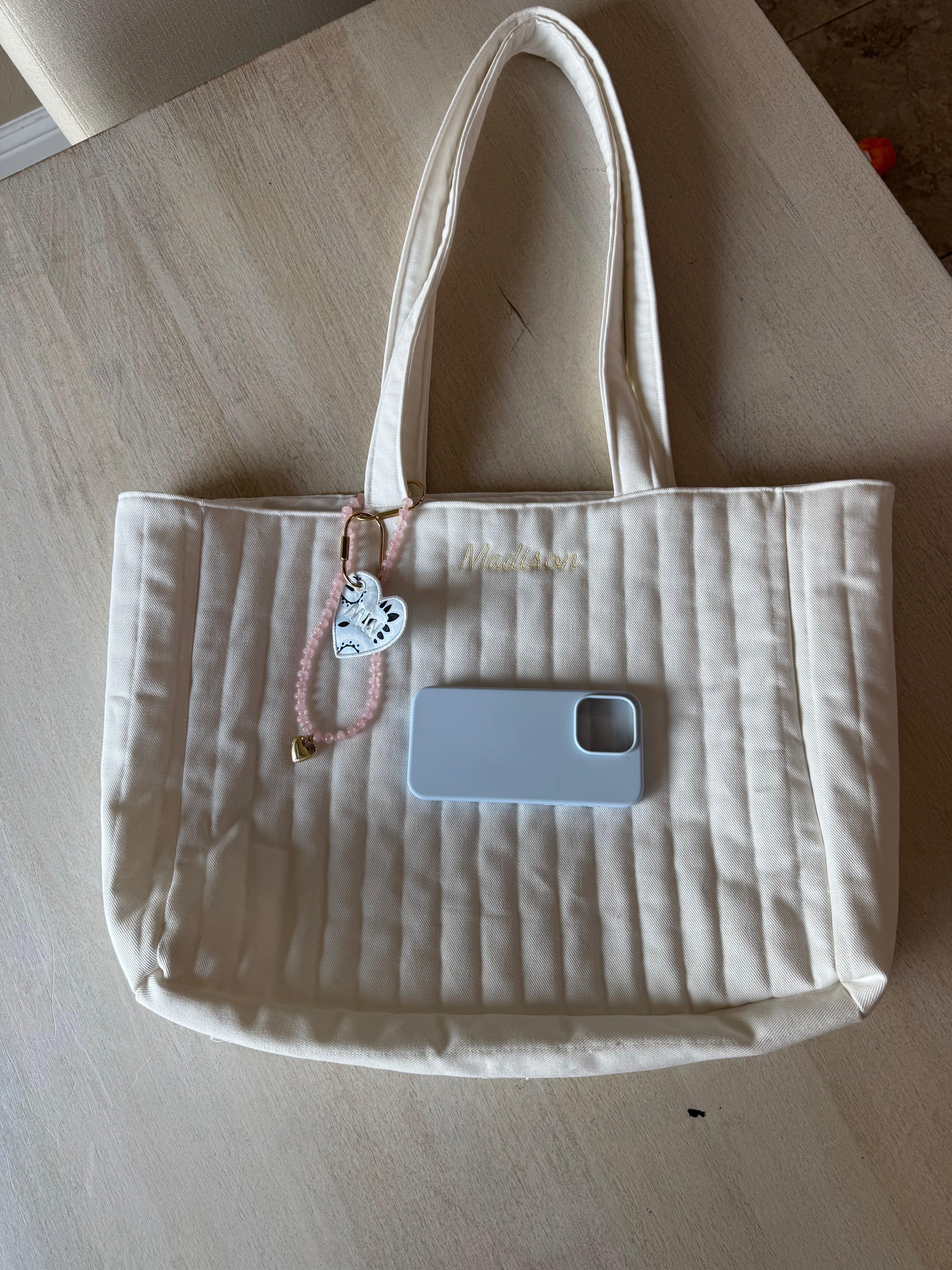 Oversized White Denim Tote