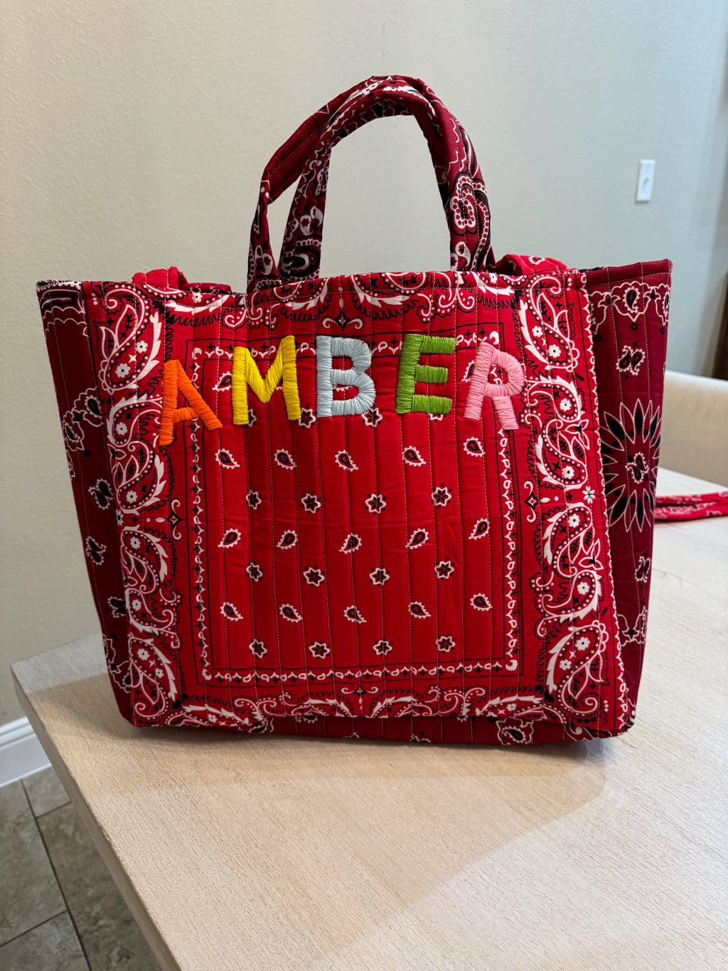 Hand Embroidered Bandana Tote
