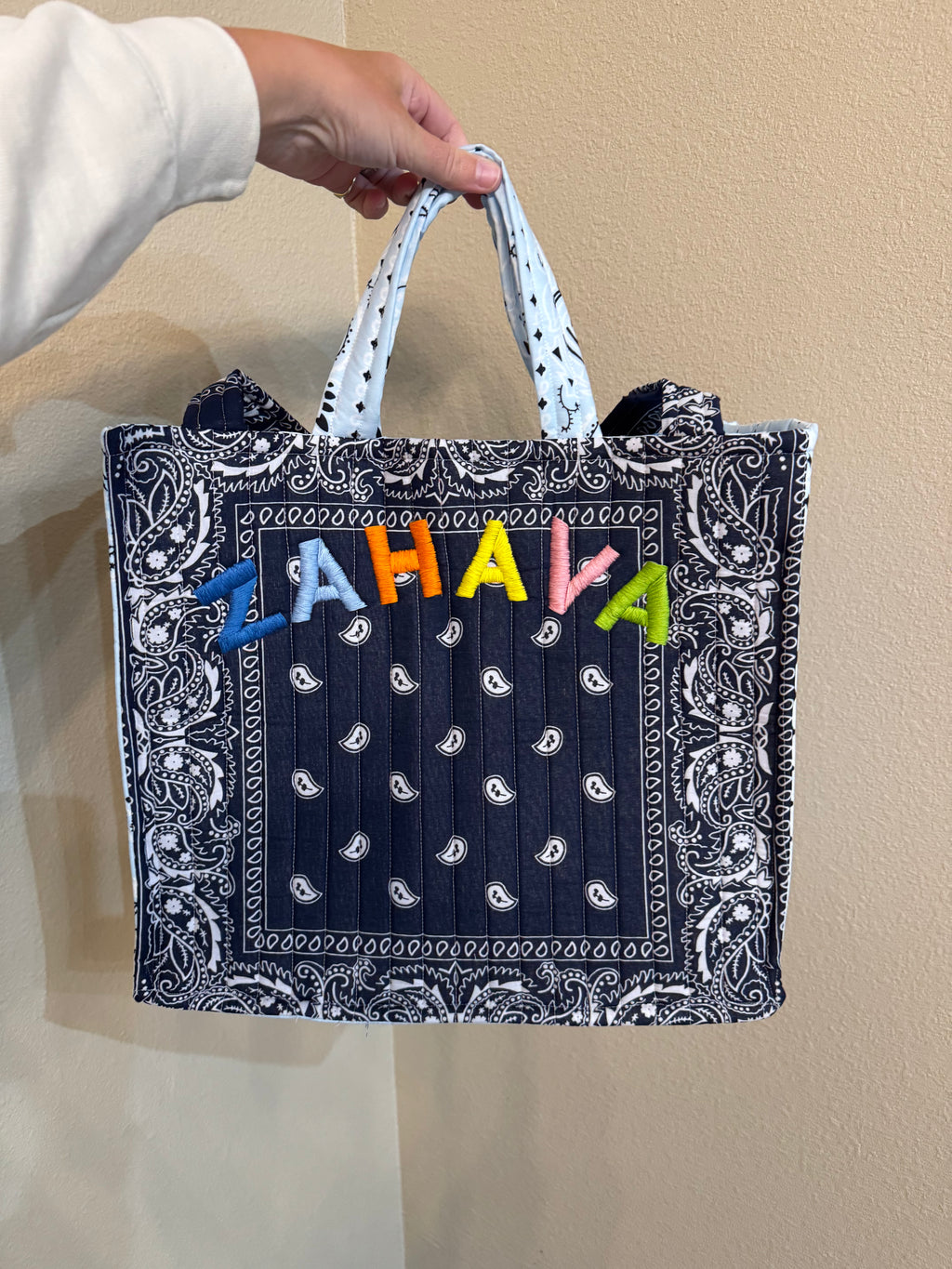 Hand Embroidered Bandana Tote