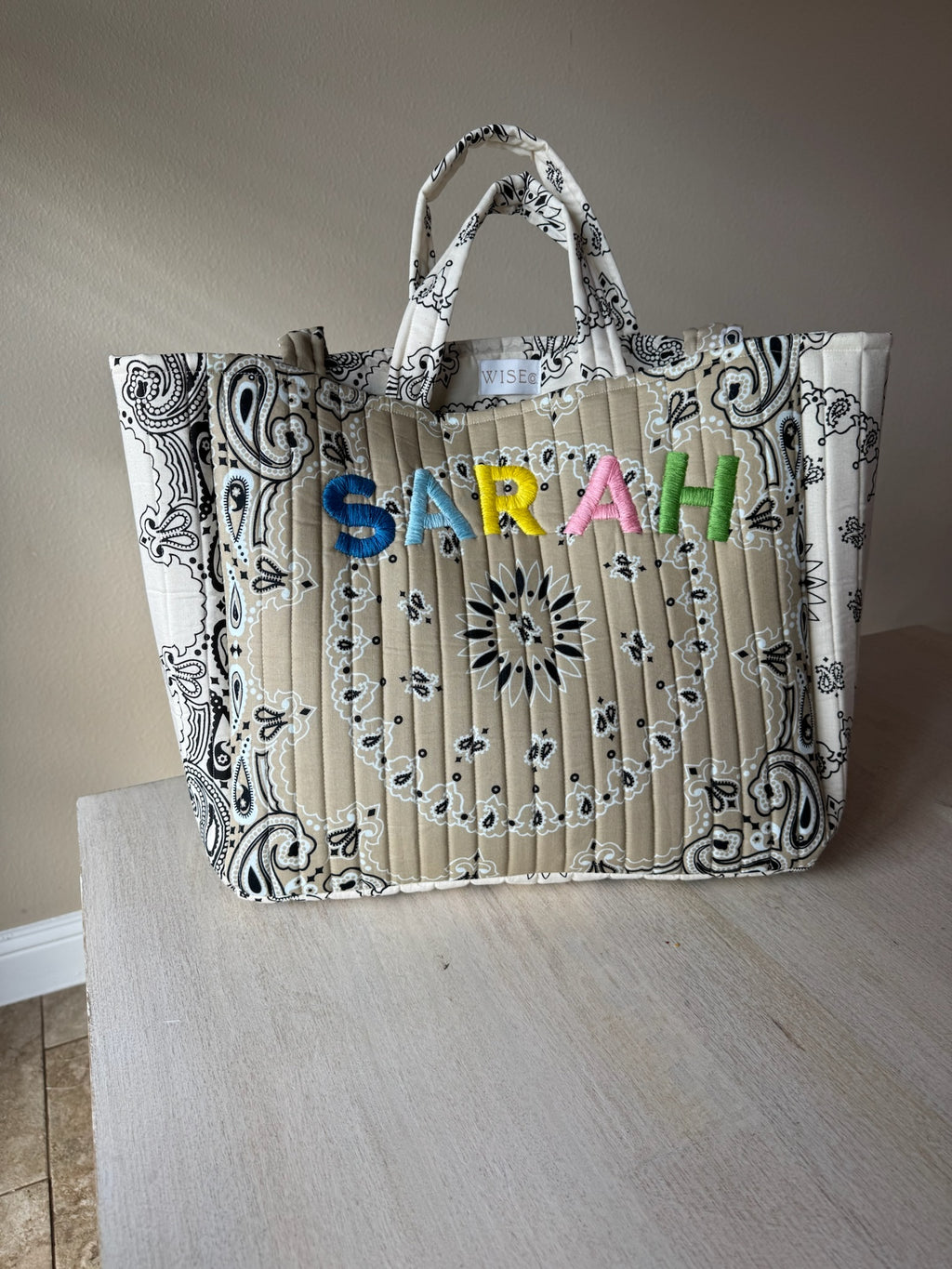 Hand Embroidered Bandana Tote